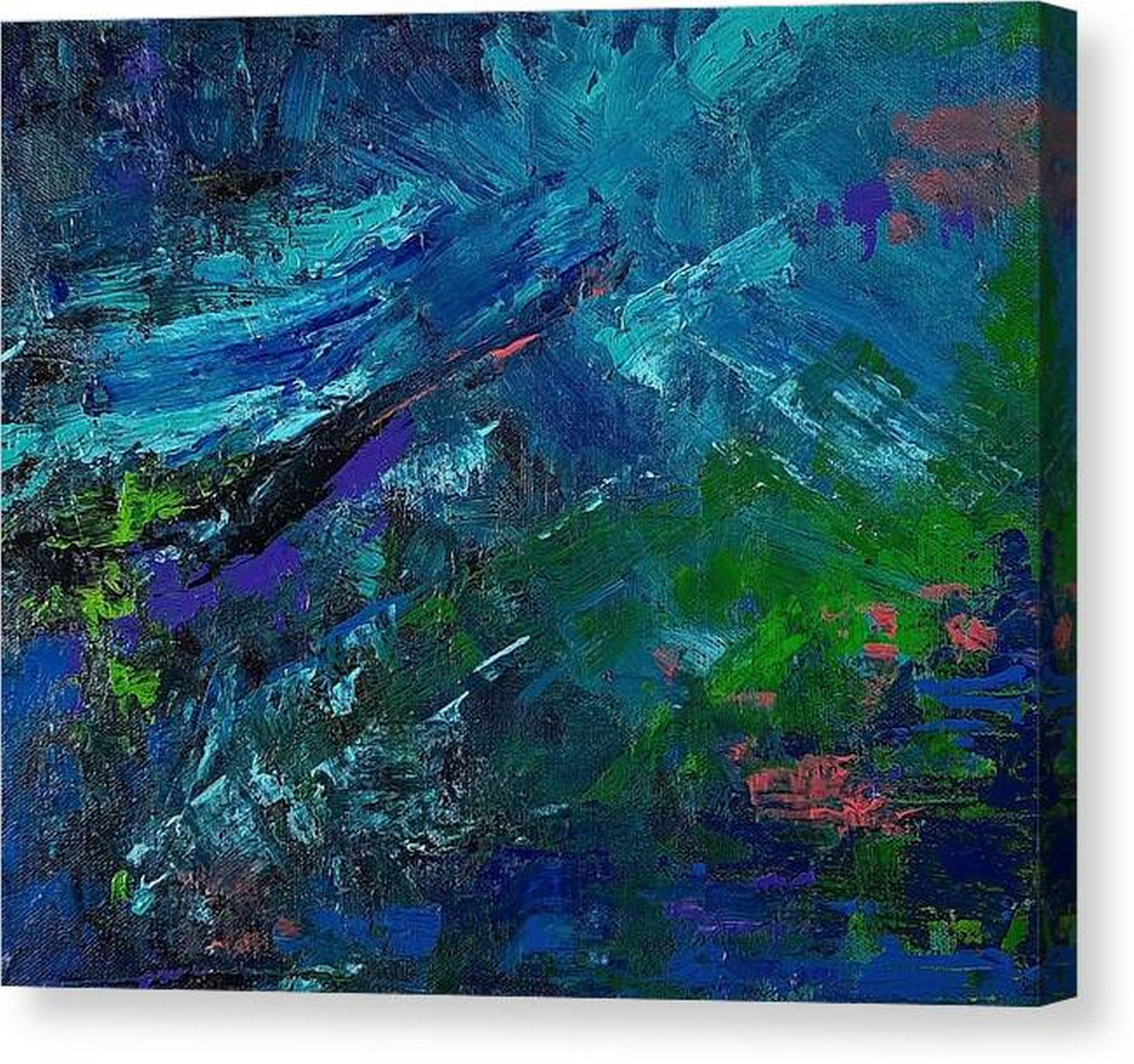 Edge view -Abstract Painting, Water lilies in a Pond