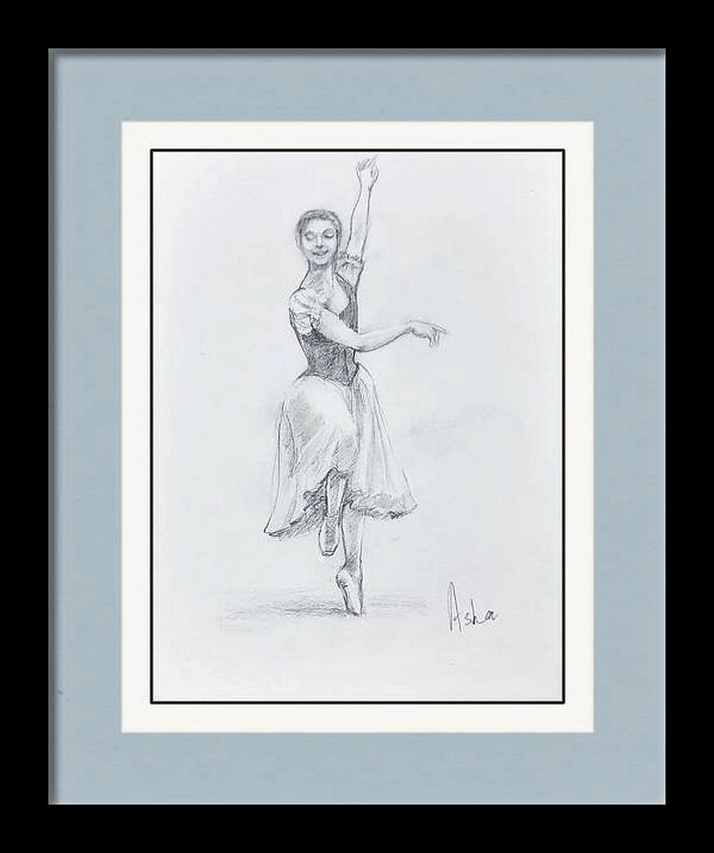 Ballerina on stage, virtual frame view