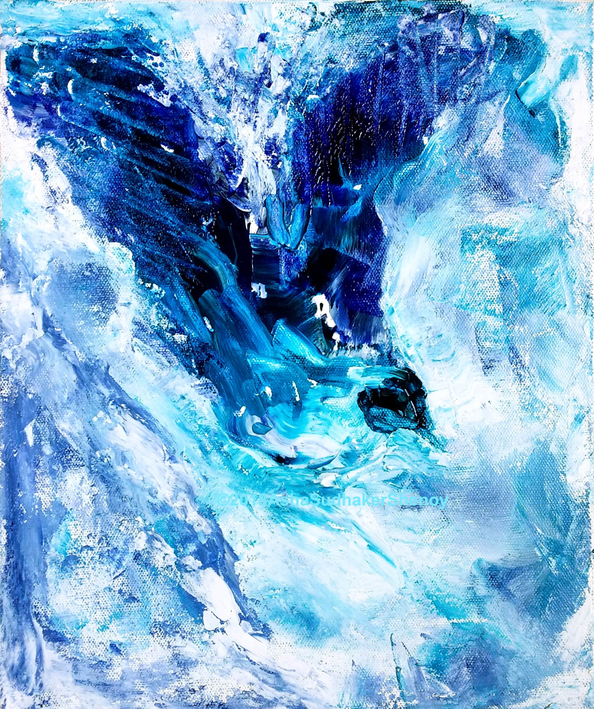 Abstract, bird in flight, acrylic painting on canvas