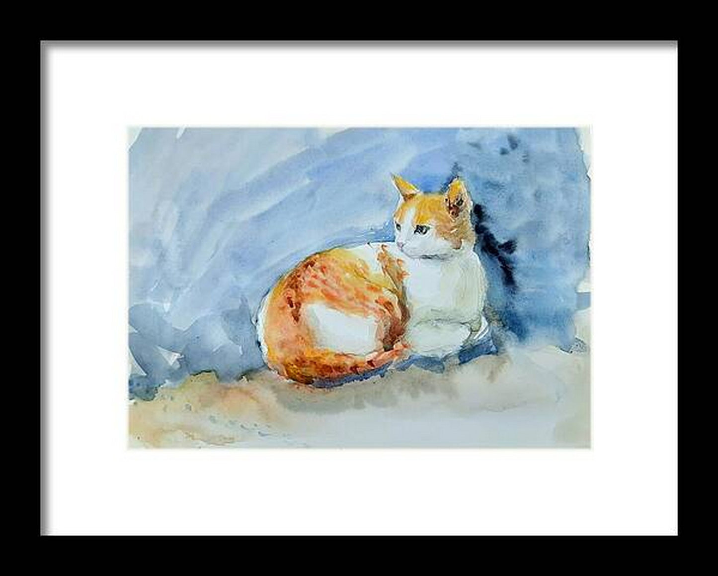 Orange and White tabby cat,  Adopted Stray watercolor painting