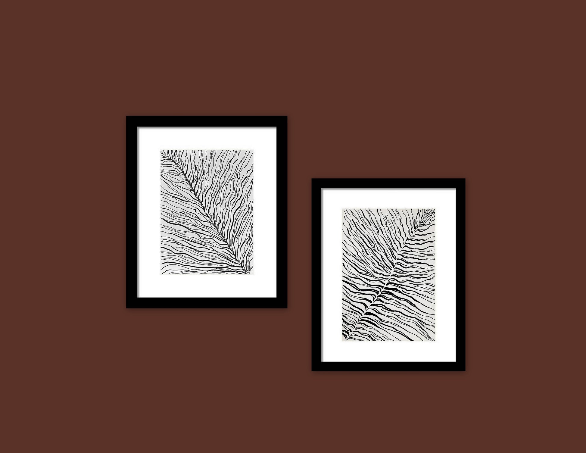 Contemporary Art Stripes on paper, a diptych in virtual frames