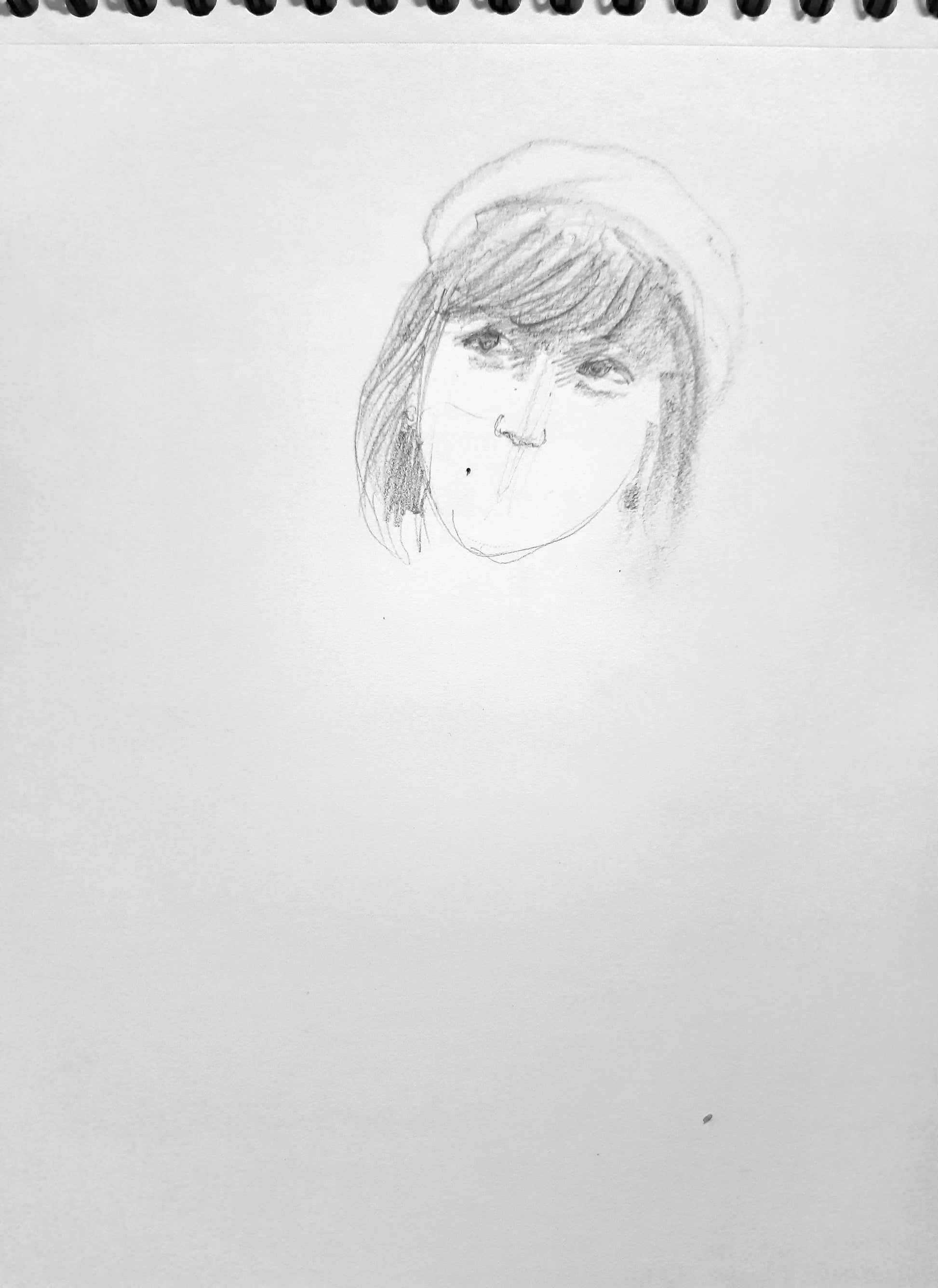 Work in progress, Happy bride, pencil sketch on paper
