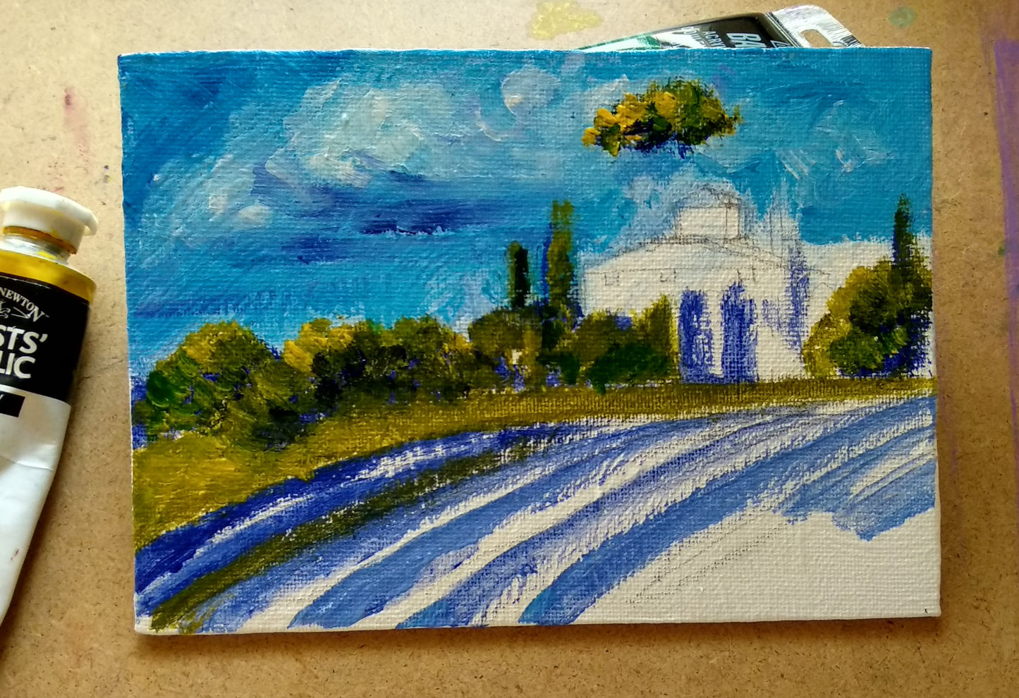 WIP of Lavender fields of Provence, France, Miniature canvas art