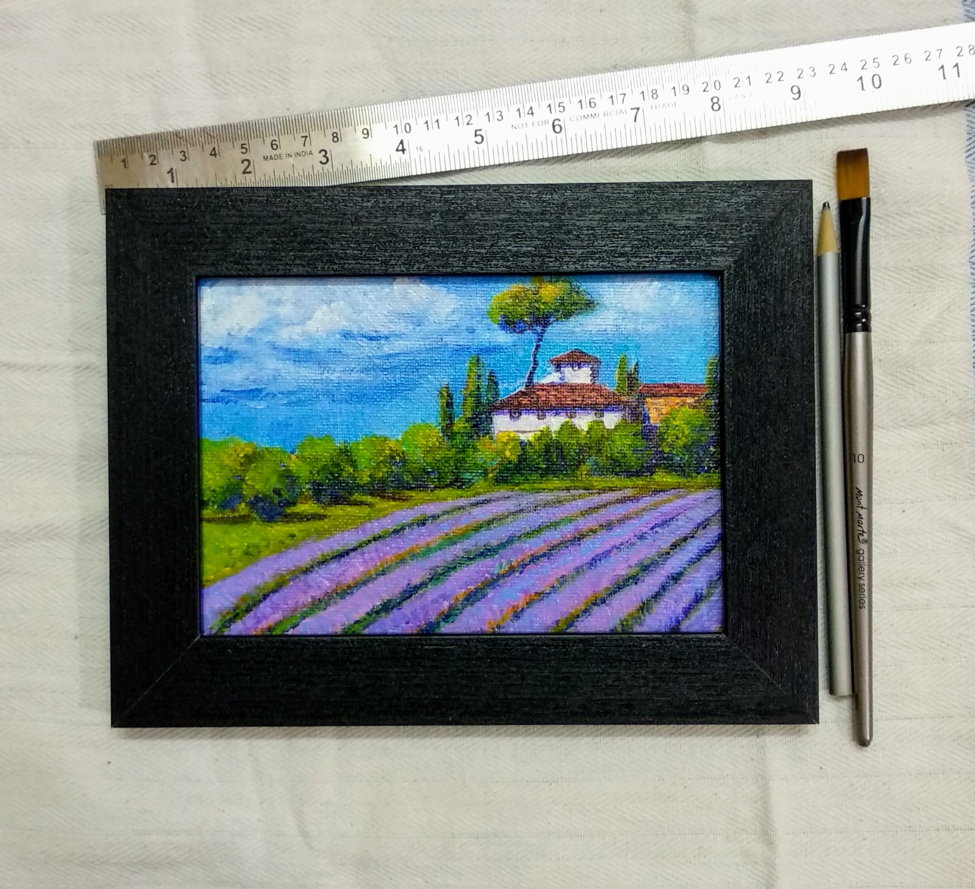 framed view of Lavender fields of Provence, France, Miniature canvas art