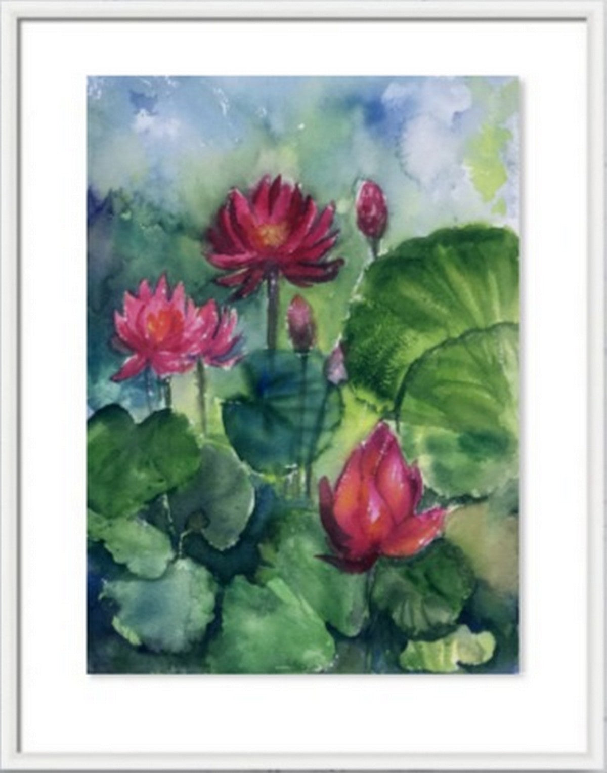 Monsoon water lily pond in a virtual frame