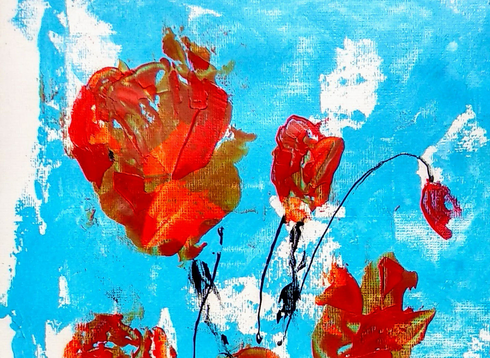 closeup of Red roses Abstract painting