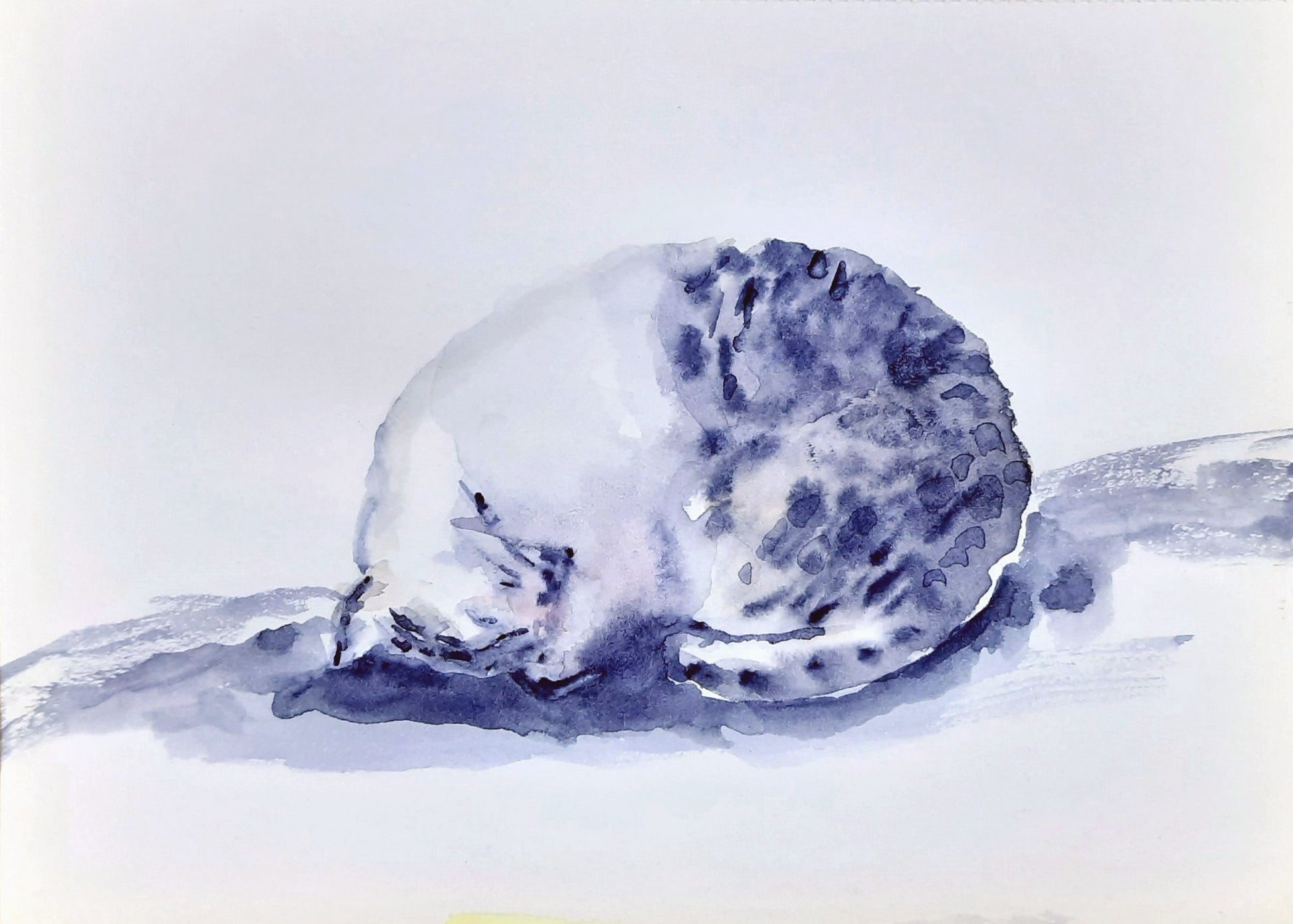 Sleeping cat watercolor painting on paper
