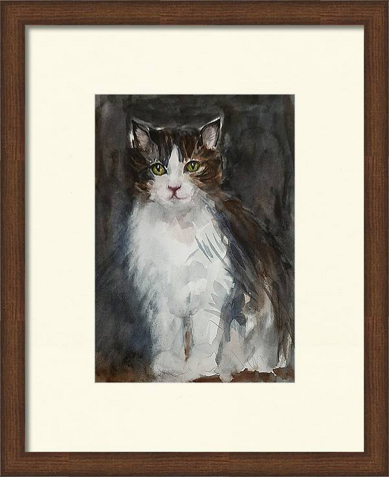 Virtual frame, The Sober Cat, watercolors on paper