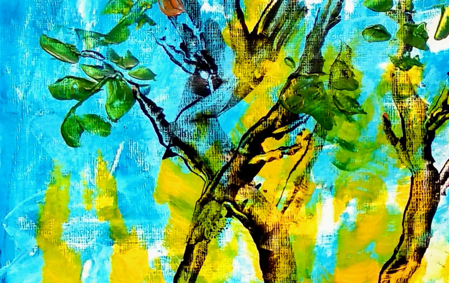 closeup of The Tree, an abstract painting
