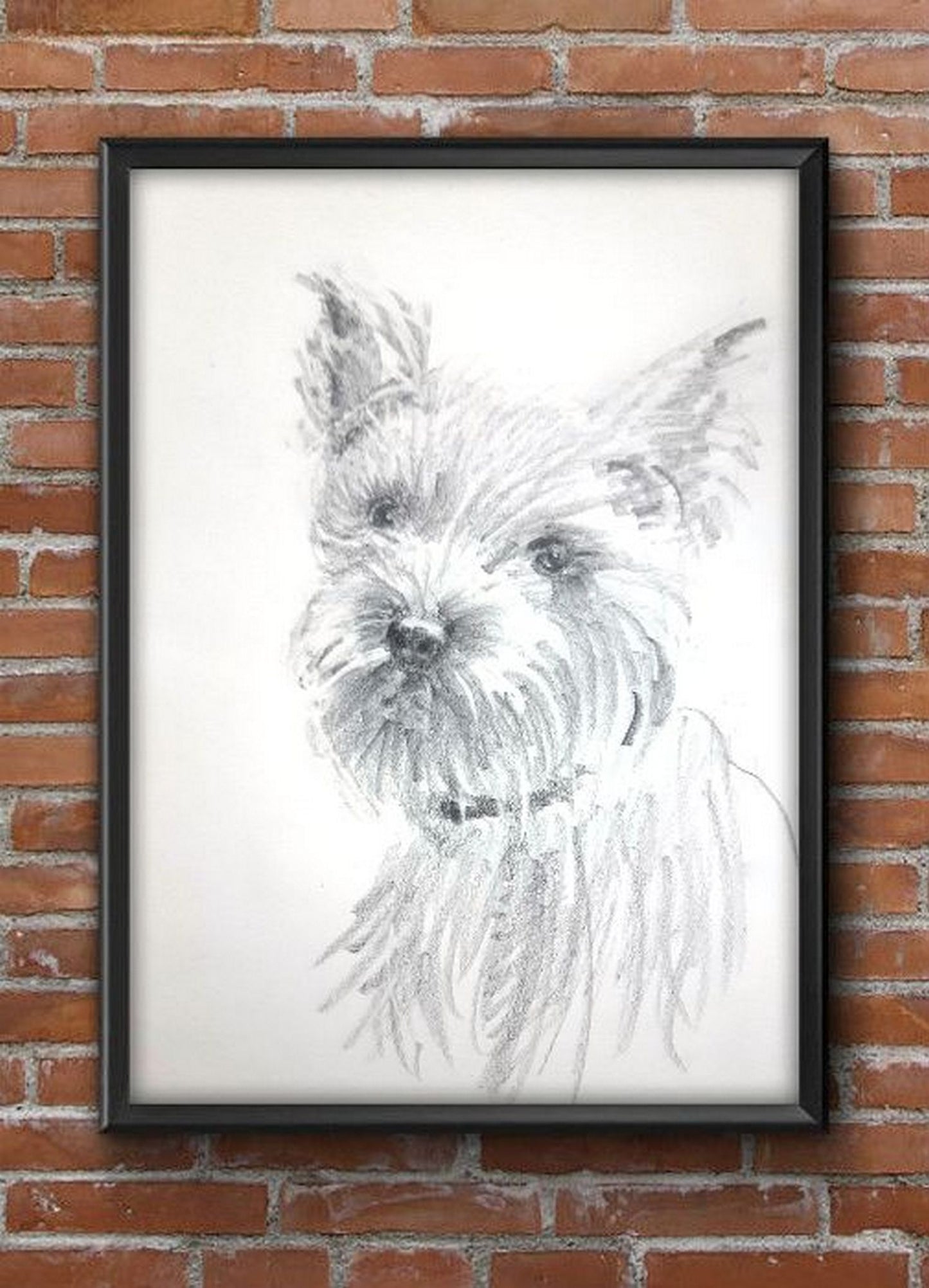 Retrato de mascota Terrier, dibujo a lápiz de perro sobre papel