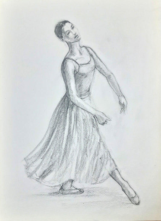 Ballerina pencil drawing on paper