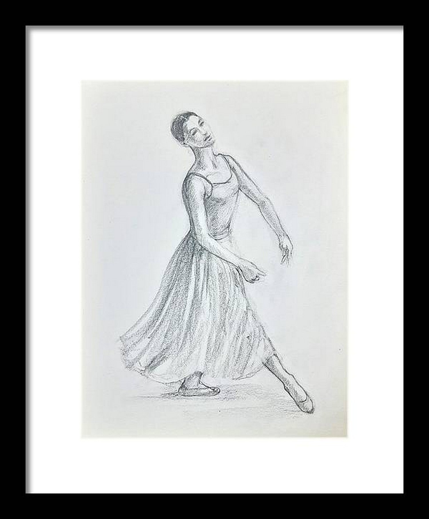 Ballerina pencil drawing virtual frame view