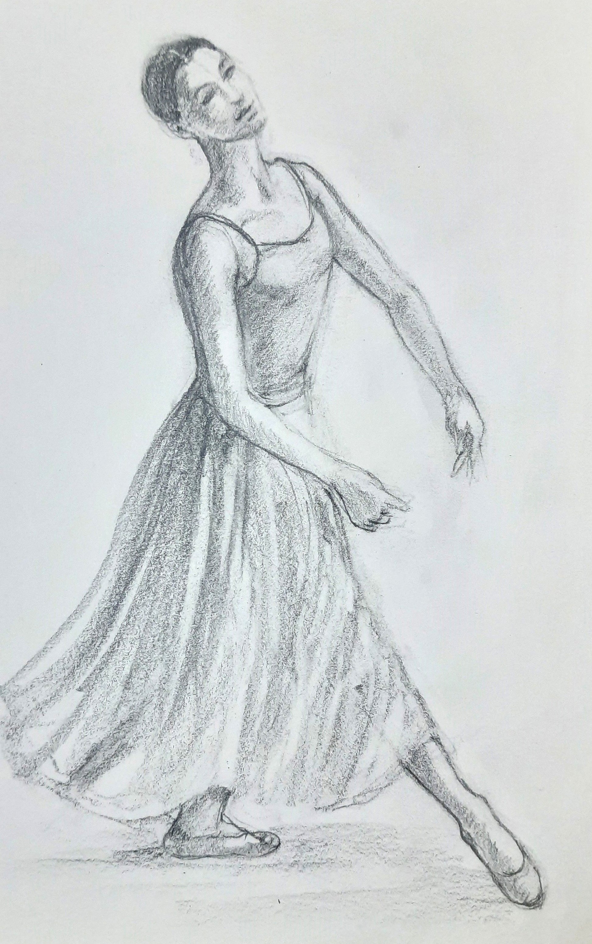 Ballerina pencil drawing closeup